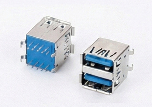 USB3.0AF双层180度DIP弯脚